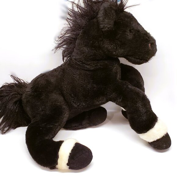 Animal Alley Toys R Us 2000 Black Stallion Plush Y2K Horse Pony Black White - Picture 4 of 9